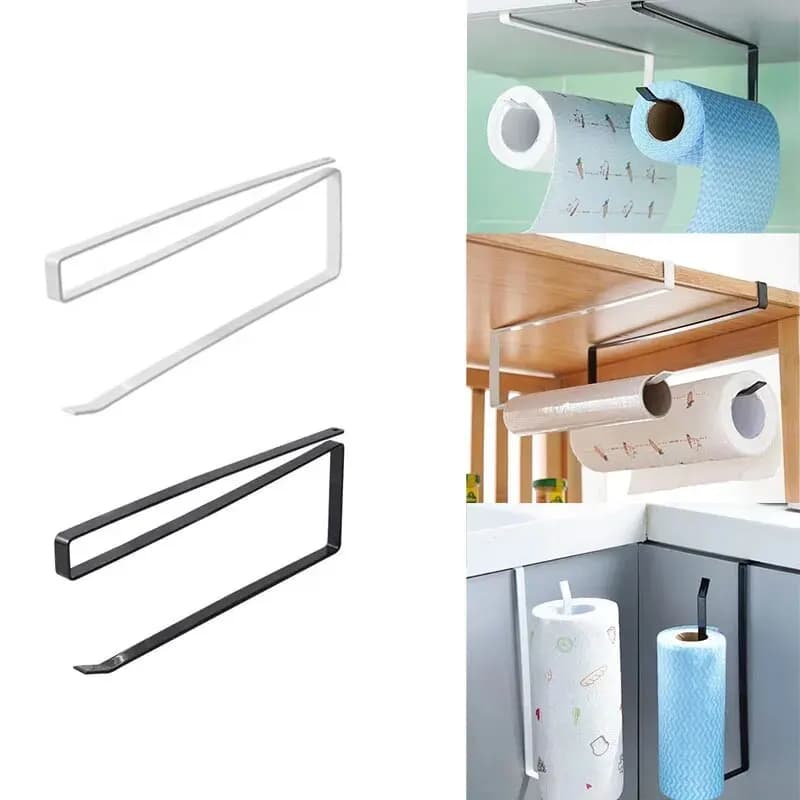 No-Punching Paper Roll Holder Towel Rack Cling Film Storage Bathroom Hanging Shelf Kitchen Tissue Accessories Organizer