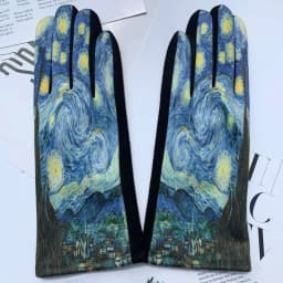 Women Autumn Winter Keep Warm Touch Screen Oil Painting Literary Fashion Personality Gloves Elasticity Drive Cycling Retro Opera