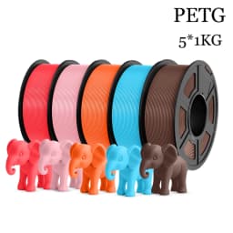 JAYO Filaments PETG 5 Rolls Mixed Colors 3D Printer Filament 1.75mm 100% No Bubble FDM 3D Printer Materials DIY Gift 1.1KG/1 Rol