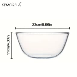 1PCS Deep Mixing Bowl - Heavy-Duty Glass Salad Bowl, Dishwasher & Oven Safe, Microwave Compatible for Baking Prep Bread Proofing