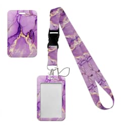 Simple Marble Heart Rainbow Card Holder with Buckle Lovely Hanging Rope ID Pass Hang Accessories Holder Lanyard Passr Case