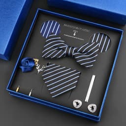 Luxury Neck Tie Set For Men Classic Brand Necktie Bowtie Hanky Cufflinks Floral Brooches Tie Clip Set Wedding Business Box Gift