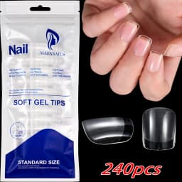 120/240pcs Short Almond Half Matte False Nail Tips 12 Size Clear Square Short Almond Soft Gel Nail Tip Full Cover Nail Extension
