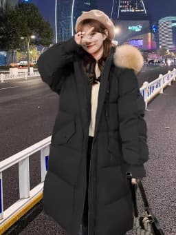 2026 Winter Thickened down Cotton Jacket Women's Loose Korean Style Bread Coat Warm Long Sleeve Zipper Closure Hooded Coat