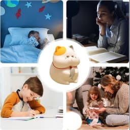Cute Cat Silicone Night Light with 3 Brightness Levels, 6 Color Changing Modes, 30-Min Auto Off & Tap Control, Soft Bedside Lamp