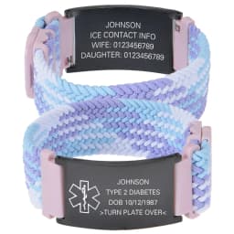 Personalized Medical Alert Bracelet Elastic Nylon Custom Engraved Tag Medical ID Bracelet Adjustable Keepsake Gift for Health