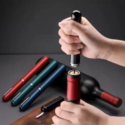 2 in1 Portable Handheld Air Pressure Corkscrew Easy-Open Air Pump Wine Opener Cork Remover with Foil Cutter
