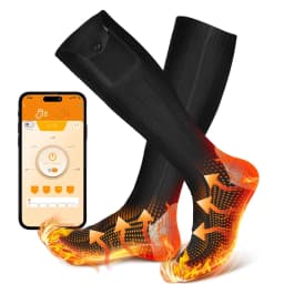 APP Controlled Heated Socks Wireless Heat Unisex Black Pair Rechargeable Adjustable Temperature Smart for Outdoor Camping