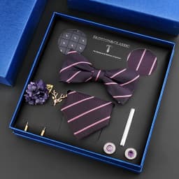 Luxury Neck Tie Set For Men Classic Brand Necktie Bowtie Hanky Cufflinks Floral Brooches Tie Clip Set Wedding Business Box Gift