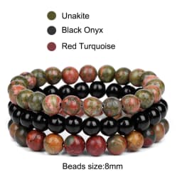 3Pcs/set 8mm Natural Stone Beads Bracelet Set Pink Zebra Rhodonite Moonstone Agates Hematite Bracelets For Women Men Jewelry