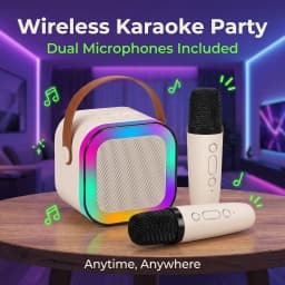 Portable Karaoke Machine Bluetooth Speaker with 2 Wireless Microphones RGB LED Light Home Party Singing Speaker HandheldKTV Gift