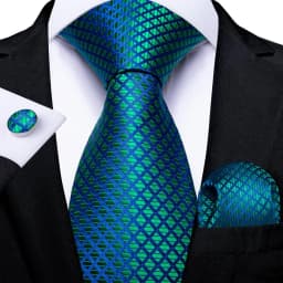 Hi-Tie Teal Blue Dot Striped Design Silk Wedding Nicktie For Men Hanky Cufflink Gift Mens Tie Set Business Party Dropshipping