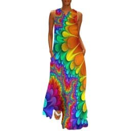 Retro Psychedelic Op Art Dress Black White Circles Night Club Maxi Dress Street Wear Bohemia Long Dresses Summer V Neck Vestidos