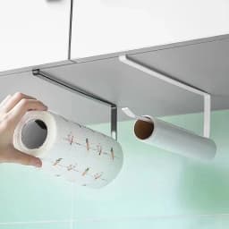 No-Punching Paper Roll Holder Towel Rack Cling Film Storage Bathroom Hanging Shelf Kitchen Tissue Accessories Organizer