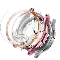 Tempered Glass+Bezel+Case For Samsung Galaxy Watch 6 Classic 43mm 47mm Cover TPU Bumper All-Around Protector Clear Screen Bezels