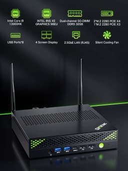 GMKtec K10 Mini PC Workstation Intel Core i9-13900HK DDR5 5200MT/s 3*M.2 SSD NVMe Rich Interface 8*USB WiFi6 BT5.2 Office PC