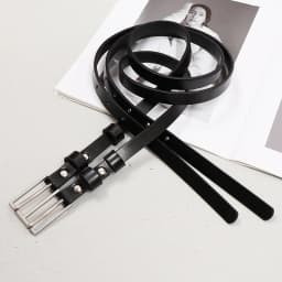 [EAM] Pu Leather Black Double Layers Long Wide Belt Personality Women New Fashion Tide All-match Spring Autumn 2026 1DH8721