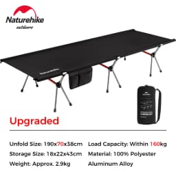 Naturehike XJC04 Folding Camping Cot Height Adjustable Ultralight Backpacking Cot Portable Camping Bed for Camping Hiking Travel