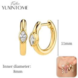 925 Sterling Silver Ear Needle Hoop Earrings Crystal Circle Small Huggie Earrings for Women Simple Females Girls Jewelry