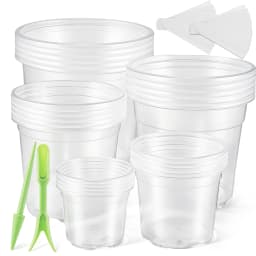 25 Pcs Clear Nursery Pots Plastic Plant Orchid Pots with Labels Drainage Holes Garden Seed Flower Plant Growth Container