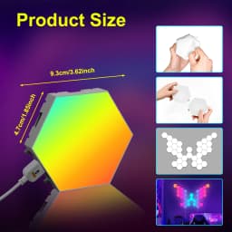 Smart Hexagon LED Wall Lights with App DIY & Remote Control Music Sync RGB Panels for Home Gaming Room Bedroom Living Room Decor Vibrant Geometric Design Indoor Party Festival Wall Decorative Light USB Powered Color Changing Modern Lights