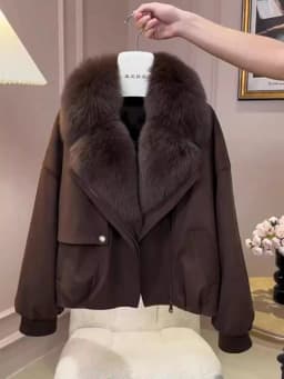 Retro Mat Sle Women's Loose Design Cotton Jaet Warmth Fur Collar Ort Cotton Coat Korean Version High-End Outerwear