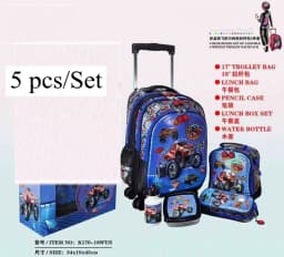 kids School Rolling backpacks set lunch bag pen bag 5 pcs / set school bag with wheels for girls School Trolley bags for boys