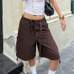 Y2K Cargo Jean Shorts Women Summer Solid Color Drawstring Low Rise Baggy Denim Shorts Casual Jorts Vintage Streetwear