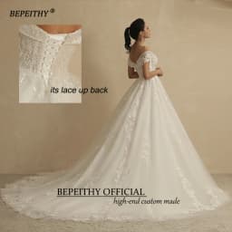 BEPEITHY Customized Glitter Wedding Dresses For Women 2026 Bride Romantic Lace Plus Size Boho Bridal Gown Robe De Soiree