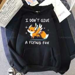 Cute I Don't Give A Fox Cute Animal Kawaii Hoodie Loose Fleece Pullover Hip Hop Hoodies Streetwear Cartoon Women Men Sweatshirts