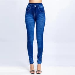 Women Striped Print False Jeans High Elastic Slim Leggings Outdoor Wearing Running High Waist Sexy Hip Lift Fashion Yoga Tights
