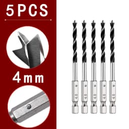 3/4/5/7PCS 1/4" Hex Shank Three-point Woodworking Special Drill Bit 3.0mm-10mm HSS Perforating Electric Drill Rotary Head
