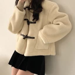 Short Women's Jacket Lamb Velvet Fur Leather Integrated Loose Cotton Coat Trendy Commute Style Button Closure Color