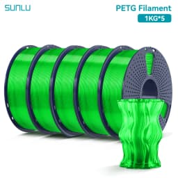 SUNLU 5 Roll PETG Clear Filament 1.75 ±0.02 mm 1 kg Spool (2.2 lbs) High Toughness Neatly Wound Filament Fit Most FDM Printer