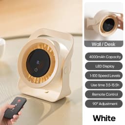 4000mAh Outdoor Desktop Fan Angle Adjustable 100 Speeds Wall Mount Portable Fan With Remote Control and Touch Screen Cooling Fan
