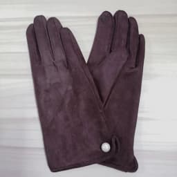 Winter Female Single Layer Warm Cashmere Full Finger Button Cycling Mittens Women Suede Leather Touch Screen Driving Gloves J23