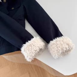 Faux Lambswool Patchwork Short Quilted Cotton Jacket Coat Women Retro Slim Navy Blue Padded Coat Female Workwear Style Outerwear