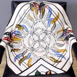 Feathers Print 100% Silk Scarf Neckerchief Double Sided Printing Womens Luxury 90 Silk Bandana Scarf Shawl Poncho