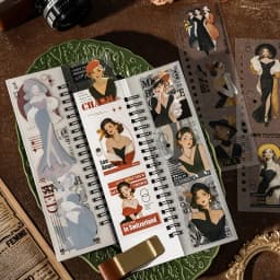 Mr Paper 20Pcs Character Die-Cut Strip Coil Stickers Scrapbooking Journal Photo Frame Decoration Phone Case DIY Collage Material