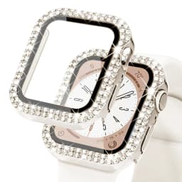 Diamond Bling Cover For Apple watch Case 45mm 41mm 38mm 42mm 44mm 40mm HD Tempered Glass+Bumper Screen Protector Accessories