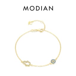 MODIAN Pure 925 Sterling Silver Luxury Turquoise Blue Eyes Clear Cubic Zircon Crystal Link Chain Bracelet For Women Fine Jewelry