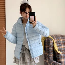 Lightweight Down Cotton Jackets Women Autumn Winter Warm Long Sleeve Hooded Parkas Woman Solid Zipper Up Short Cotton Parkas