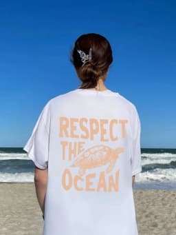 Respect The Ocean Green Turtle Print T-Shirts Women Casual Fashion T Shirt Breathable Cotton Short Sleeve O-Neck Street Clothing