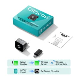 OTTOCAST MINI AIR Cube 4.0 Wireless CarPlay Android Auto Adapter  3 in 1 Dongle Airplay Screen Mirroring Dongle Car Accessories