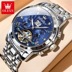 OLEVS 9910 Brand Original Authentic Watches for Man Luxury Gift Box Steel Belt Multifunctional Tourbillon Mechanical Men's Watch