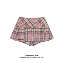 Pink Plaid A-Line Skirt Women's Summer 2026 New Korean Style High Waist Slimming JK Short Skirt Ins Folded Polyester Spa...