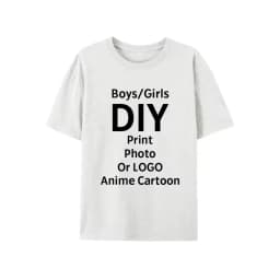 Custom T-shirts, Printed with Your Design, Logo Text Children's Round Neck Printed Pure Cotton Personalized Gift T-shirt Tops