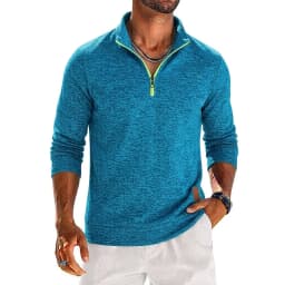 Mens Long Sleeve Quarter Zip Sweatshirt Solid Color Casual Pullover Tops Zip Up Hoodies for Daily and Outdoor Activities Tops