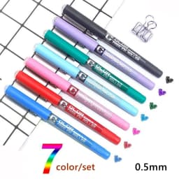 7pcs/set Large Capacity Straight liquid Roller Gel Pens 0.28/0.38/0.5mm Needle Tip Colour Ink Ball Pen School Office Stationery
