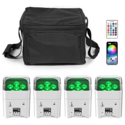 U'King 4PCS RGBWA+UV LED Par Light with Bag 6x18W DMX Stage Light Rechargeable Built-in Battery Dyeing Light Wireless Par Light